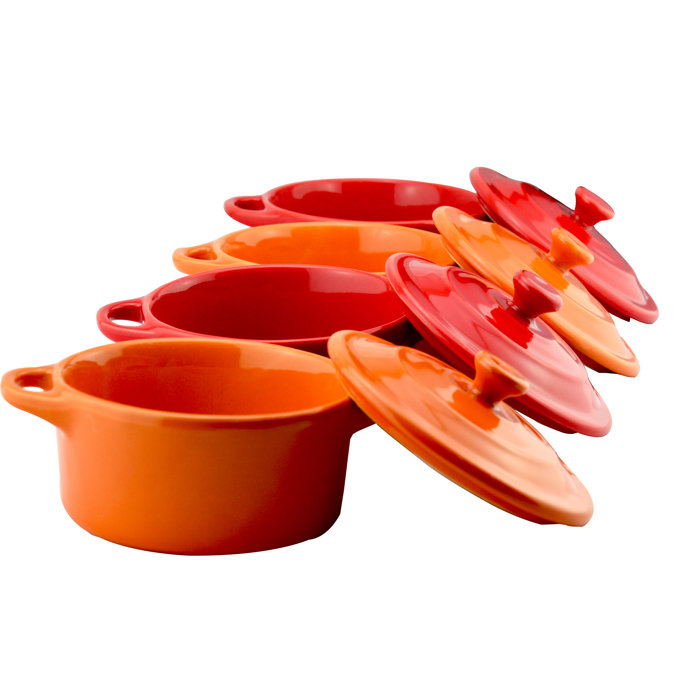 Lifver 7 oz. Ceramic Square Ramekins with Lids Wayfair